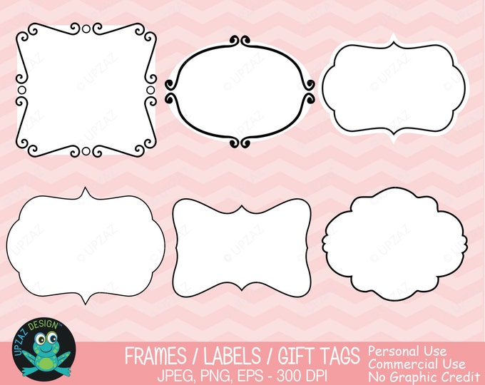 Label Frames Clipart, Vector Graphics, Commercial Use, Doodle Labels ...