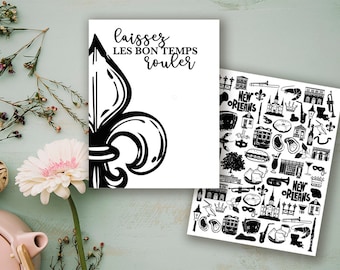 New Orleans Themed Save the Date Card Only - Fleur De Lis - Digital Download