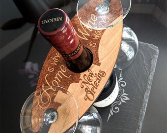 New Orleans Wine Caddy - Wine Butler - Laser Cut - Glass Holder - Christmas Gift - Wine Lover Gift - Wine Bottle Display Glass Holder