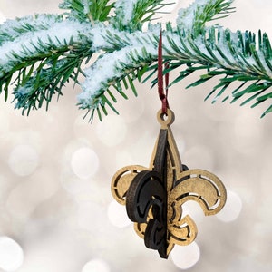 Dimensional Louisiana Football Saints Ornament - Wood - Handmade - Fleur De Lis - Black and Gold - New Orleans Saint - Who Dat Ornament