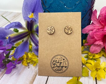 New Orleans Simple Watermeter Earrings - Handmade Wooden Stud Earrings - NOLA Symbols - Perfect New Orleans Gift - Laser Cut to Perfection