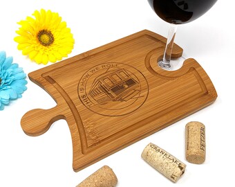 This Is How We Roll - New Orleans Charcuterie board - Cheese and Wine Cutting Board-Cheese Tray - Party Favor - Wine Glass Holder