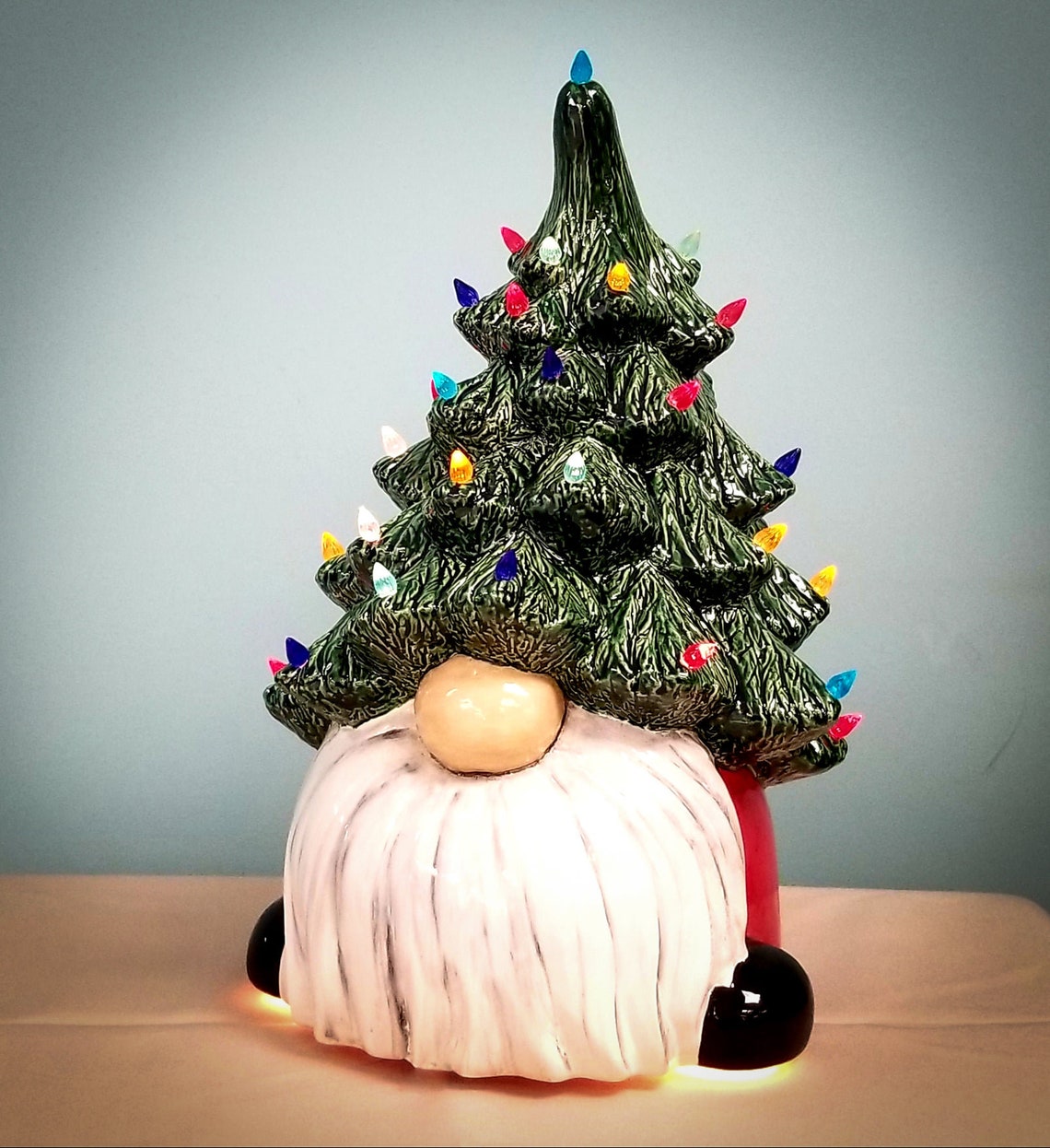 13.5 Tall LightUp Christmas tree gnome Ceramic bisque DIY Etsy