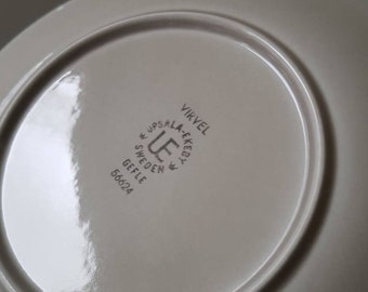 Vintage Upsala Ekeby Gefle VIRVEL Plates: Scandinavian Blue