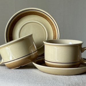 Vintage Stavangerflint Coffee Cups & Saucers: Norwegian Ceramic Set, 1960s