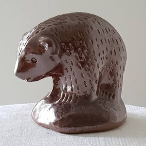 Karl Persson for Hoganas Keramik Brown Bear Figurine Figure Mid Mod Swedish design Vintage Ceramic Pottery Retro Home Decor