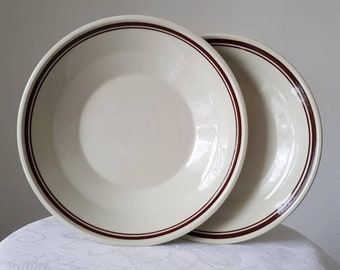 Set of 2 Gefle Sweden Vintage Ceramic Brown Stripes Plates D 19cm & D 20cm. Scandinavian Design Home Decor