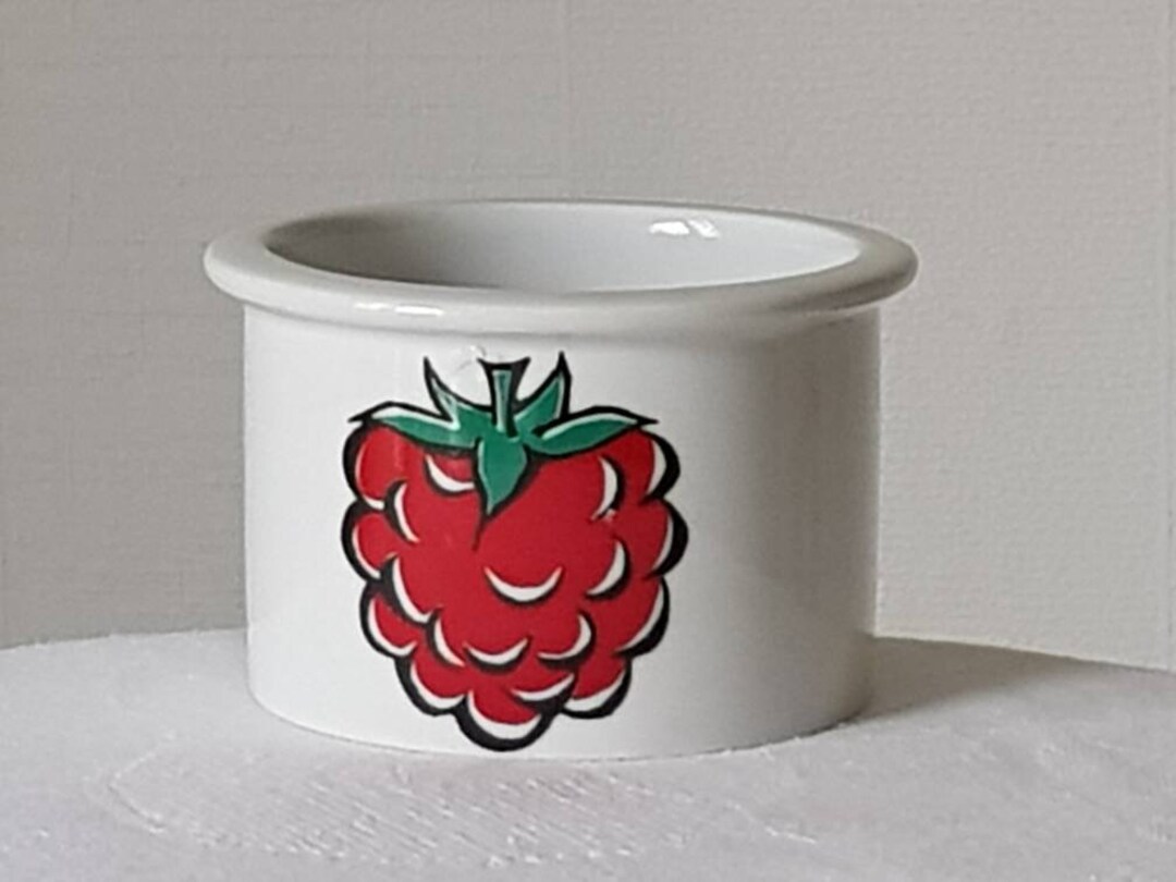 Arabia Finland 1960s. Vintage Ceramic Jam Pot Jar Container, Raspberry