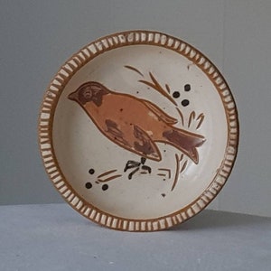 Denmark  Hand painted Bird Vintage Ceramic Pottery Plate Bowl. D 10,5 cm. Home decor Wall decor Danish Design