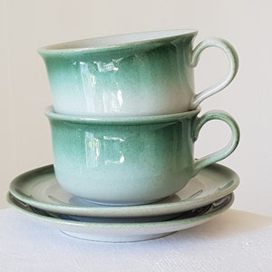 2er Set Hoganas Keramik Stengods Steingut Schwedische Vintage Keramik Tee, Kaffeetasse, Untertasse Sets. Skandinavisches Design