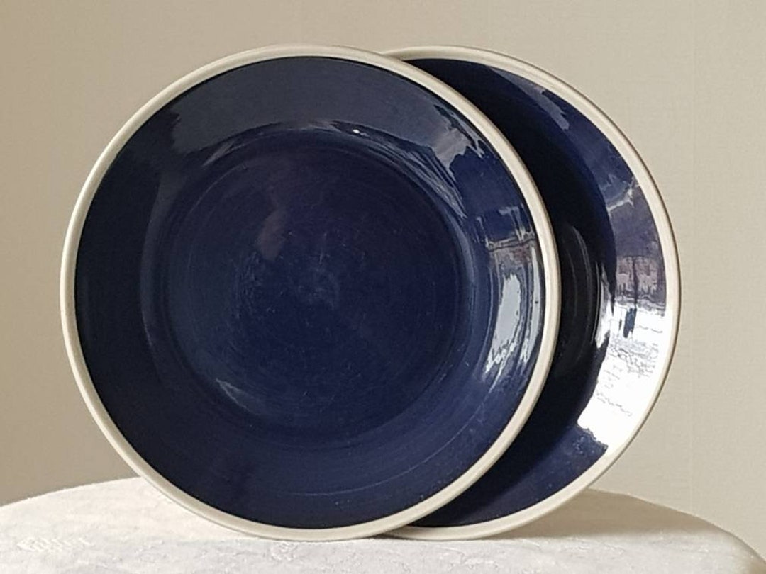 Vintage Upsala Ekeby Gefle VIRVEL Plates: Scandinavian Blue Vintage Upsala Ekeby Gefle VIRVEL Plates: Scandinavian Blue