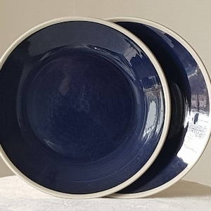 Set of 2 Upsala Ekeby Gefle Sweden VIRVEL Vintage Ceramic Blue /White Plates D 17,5 cm. Scandinavian Design Home Decor