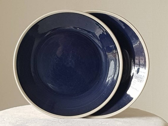 Vintage Upsala Ekeby Gefle VIRVEL Plates: Scandinavian Blue
