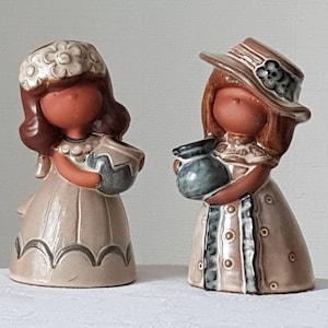 Vintage skandinavische Keramik Blumenmädchen Figuren - schwedisches Keramik Set