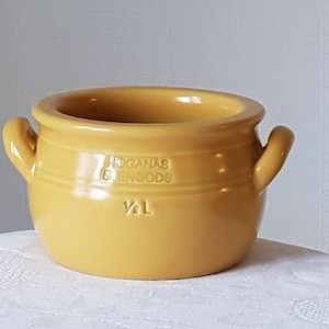 Hoganas Keramik  Vintage Yellow Ceramic Jar with handles, Container, 1/2 L Pot. Swedish Stoneware