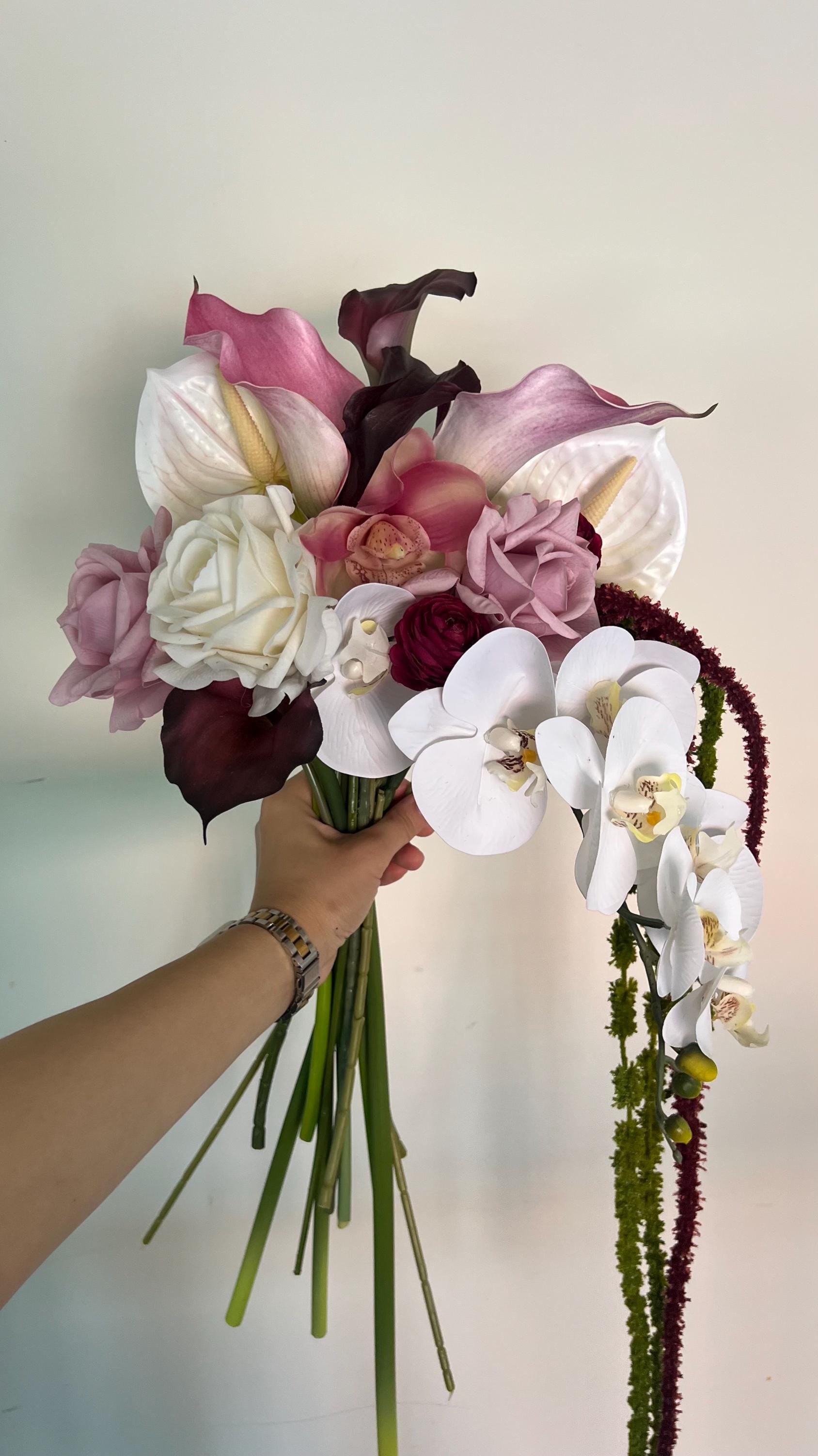 Pink White Burgundy Calla Lily Rose Orchid Anthurium Amaranthus Silk…