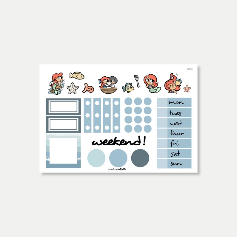 Mermaid planner sticker kit image 4