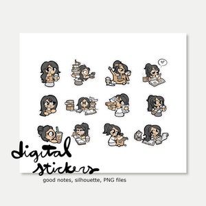 D094 / Bits Dolls D - Bundle 4 digital printable planner stickers, Goodnote, Silhouette, PNG