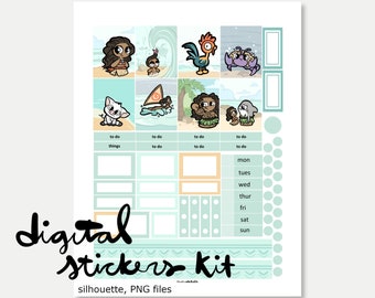 D148 / Moana PRINTABLE DIGITAL planner sticker kit