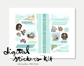 D152 / Moana PRINTABLE DIGITAL journaling sticker kit