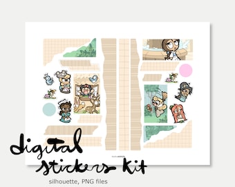D151 / Stressed out princesses PRINTABLE DIGITAL journaling sticker kit