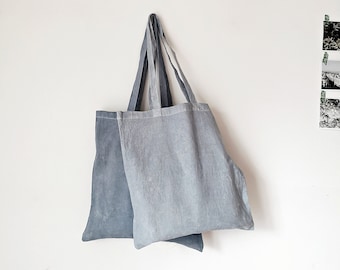 Blue TOTE BAG, hand dyed, shopping bag, grocery bag, reusable bag, shoulder bag, indigo bag, blue bag, gift for her, gift idea, pastel blue