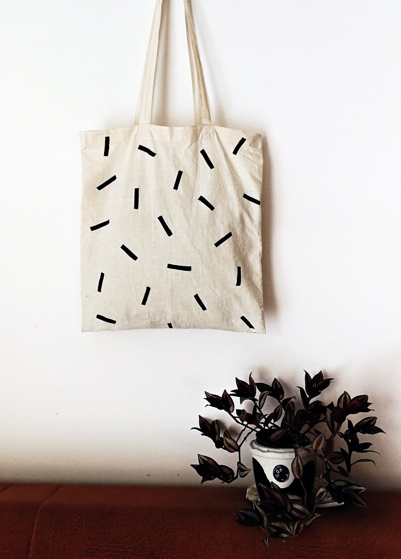 Cotton TOTE BAG, minimalist bag, natural canvas, bolsa de tela, pintado a mano, zero waste bag, eco friendly bag, shopping, hand painted bag image 3