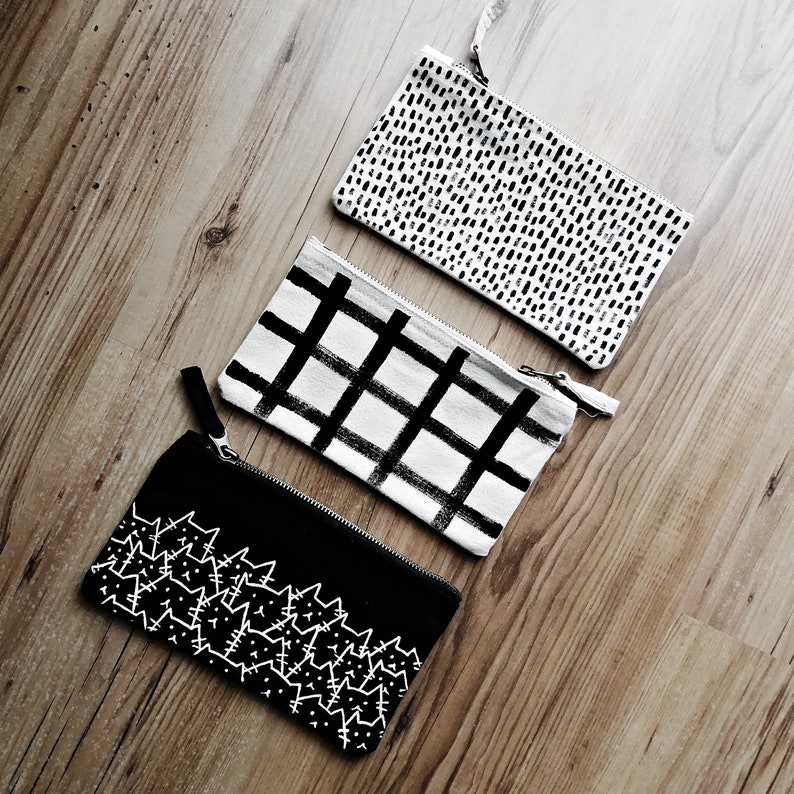 Organic Cotton Zipper Pouch Hand Painted Cotton Pouch Make Etsy