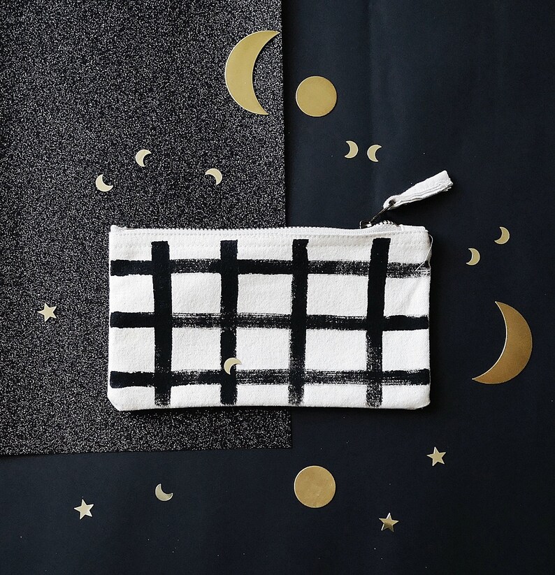 Organic Cotton Zipper Pouch Hand Painted Cotton Pouch Make Etsy