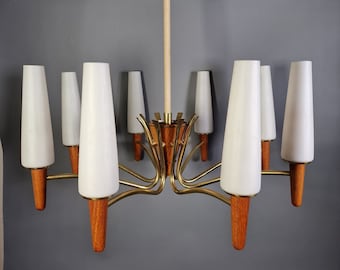 XXL chandelier 1960s - eight arms - mid century modern - probably Kaiser lamps