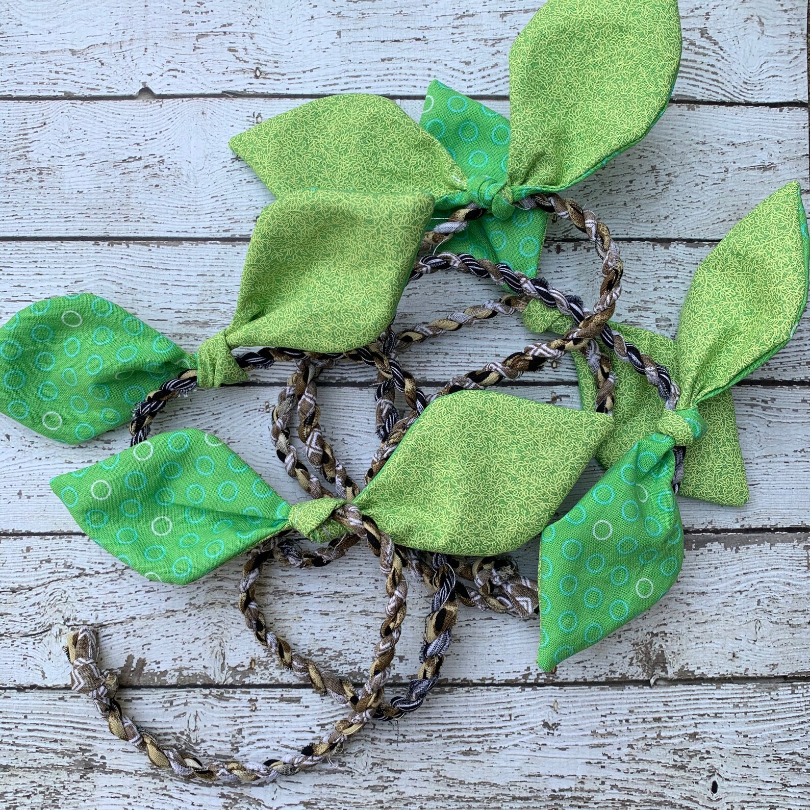 Fabric Twine Garland With Green Leaf Accents Etsy
