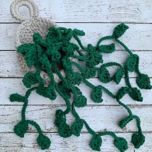 trailing ivy hanging crochet house plant, crochet plants for gifts, shelf decor