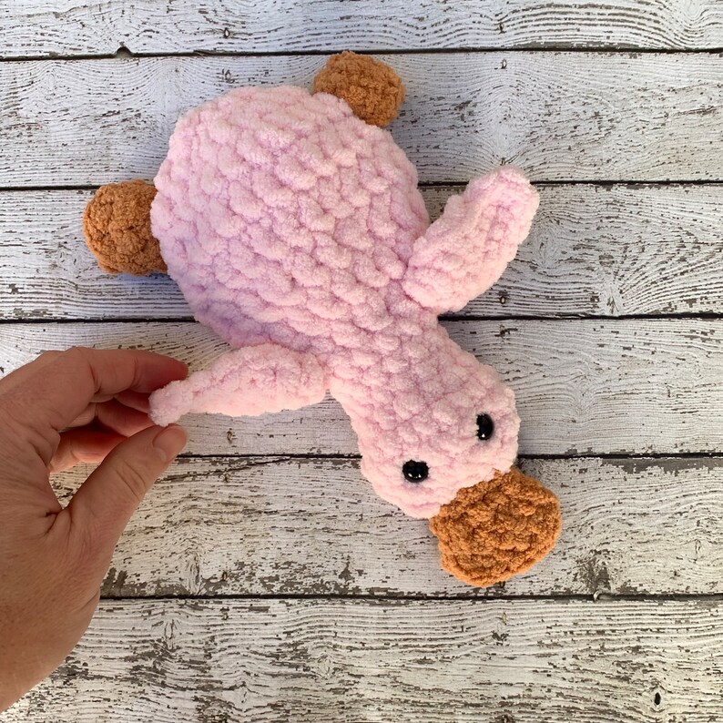 crochet duck snuggle gift, mallard lovey baby shower gift Pink Goose