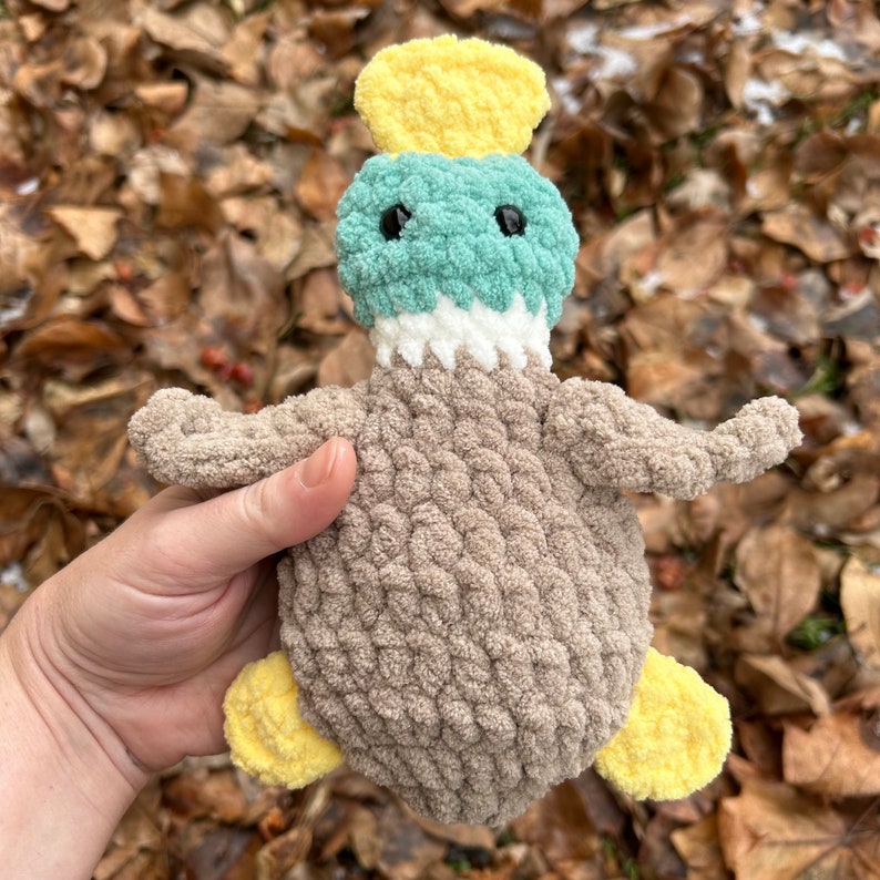 crochet duck snuggle gift, mallard lovey baby shower gift Mallard Drake