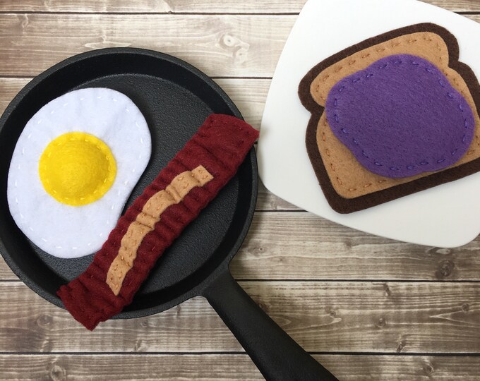 Breakfast Play Food Set With Bacon Egg and Toast Etsy