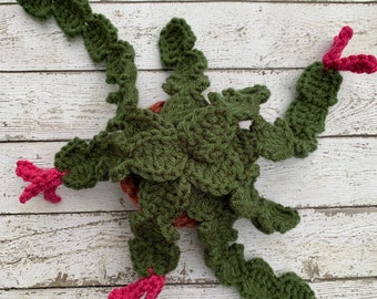 crochet small Christmas cactus plant, plant gift, shelf accent, office decor