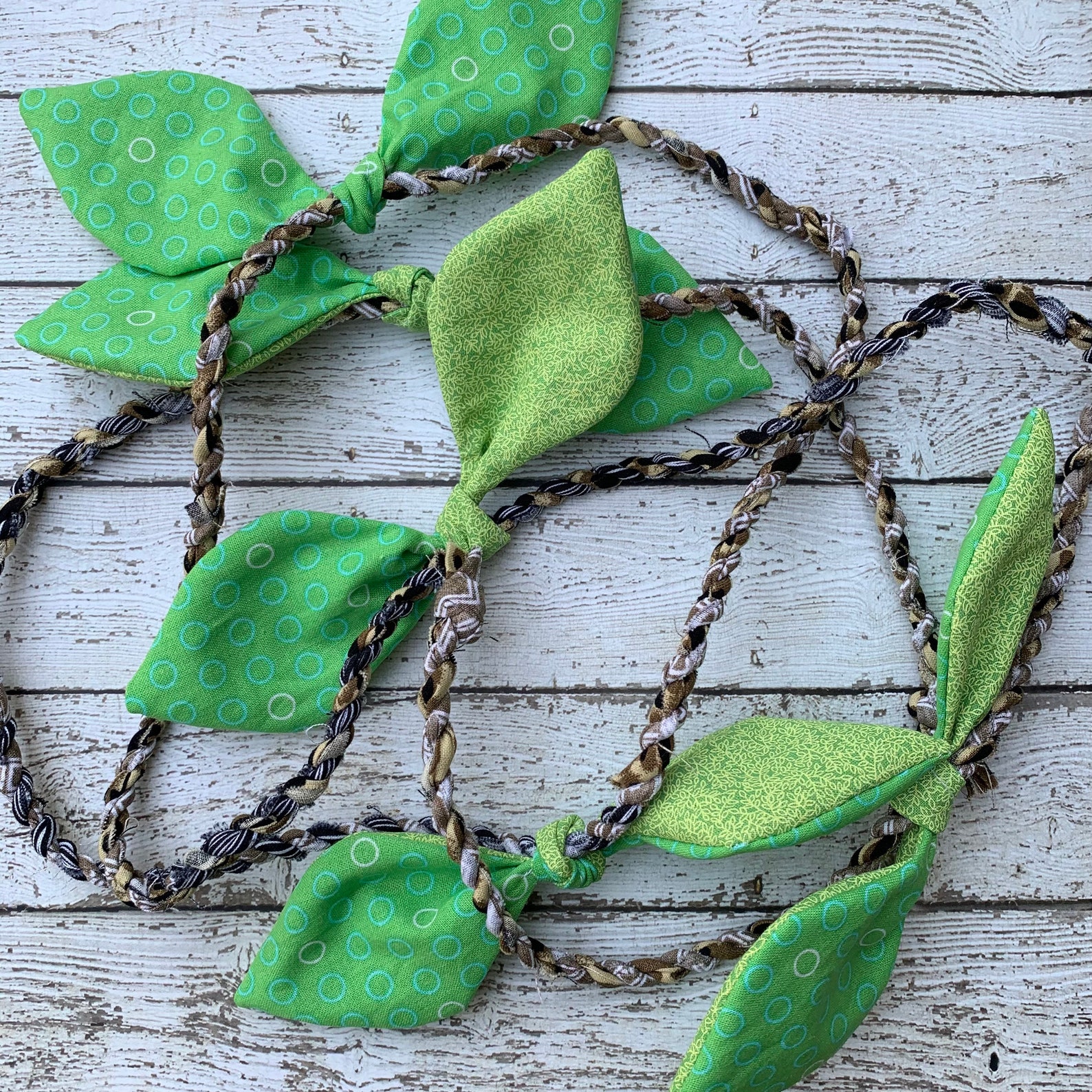 Fabric Twine Garland With Green Leaf Accents Etsy