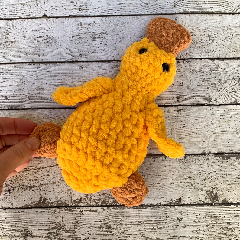 crochet duck snuggle gift, mallard lovey baby shower gift Yellow Duck