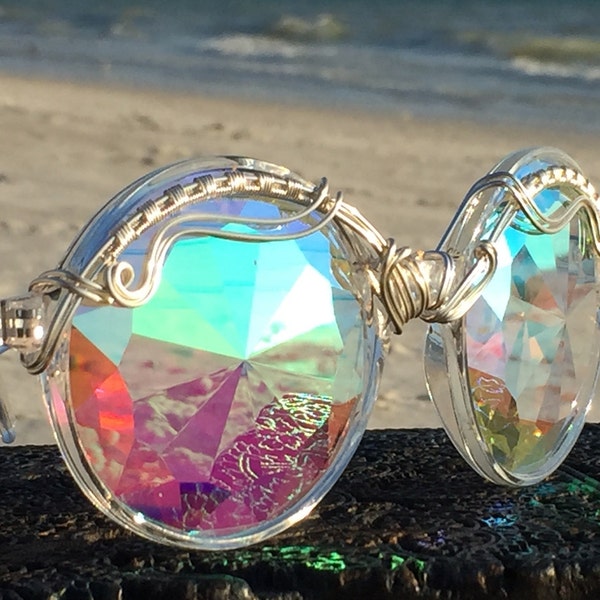 Wire Wrapped <> DiFFRaCTioN <> SPUNGLASSES <> Unisex <> Kaleidoscope Fractal Sunglasses Eyewear <> Every Pair is a piece of art
