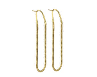 Unique Threader Gold Chain Loop Earrings | Long Delicate Thread Stud Earrings
