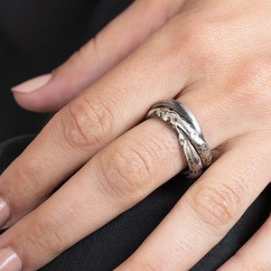 SALE Silver Ring Women,oxidized silver Ring,raw silver, Unique silver Ring,sterling Silver Ring,Trinity Ring,Multi Band,Interlocking ring image 1