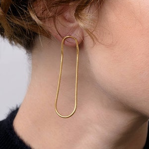 SALE Gold Chain Earrings,Gold Loop Earring,Gold Chain Stud Earring,Long Gold Thread Earrings,Unique Threader Earrings,Gold Chain image 5