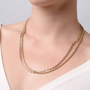 Elegante Layered Doppel Halskette | Einfache dennoch schicke lange Goldstrang-Halskette | Valentinstag Schmuck