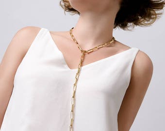 SALE - chunky chain necklace, choker necklace, Y necklace,  lariat necklace,  statement necklace, gold choker, tie necklace, valentines