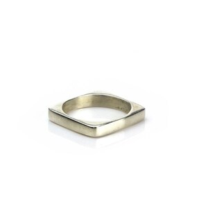 Minimalist Goldtone Square Band Ring Unisex Stackable Geometric Style image 7