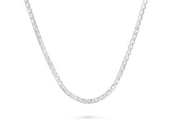 Men's Geometric Chain Link Silver Necklace | Minimalist Statement Piece