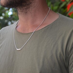 Men&#39;s Silver Tube Necklace | Movable Matte Pendants | Personalized Gift |  Handcrafted Silver Jewelry | Perfect Gift for him