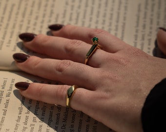 Dainty Gold Pinky Ring: Minimalist Rhombus Signet