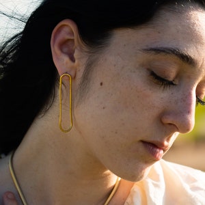 SALE Gold Chain Earrings,Gold Loop Earring,Gold Chain Stud Earring,Long Gold Thread Earrings,Unique Threader Earrings,Gold Chain image 1