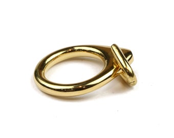 Unique Moving Link Knocker Statement Pinky Ring for Women | Bold Gold Linked Band